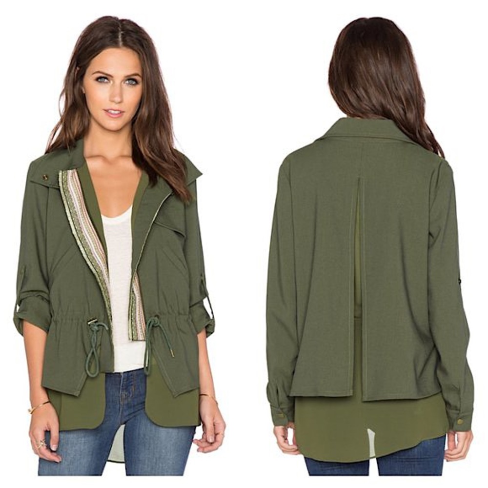 Hei Hei By Anthro Green Split Back Hutility Jacket Size:  S